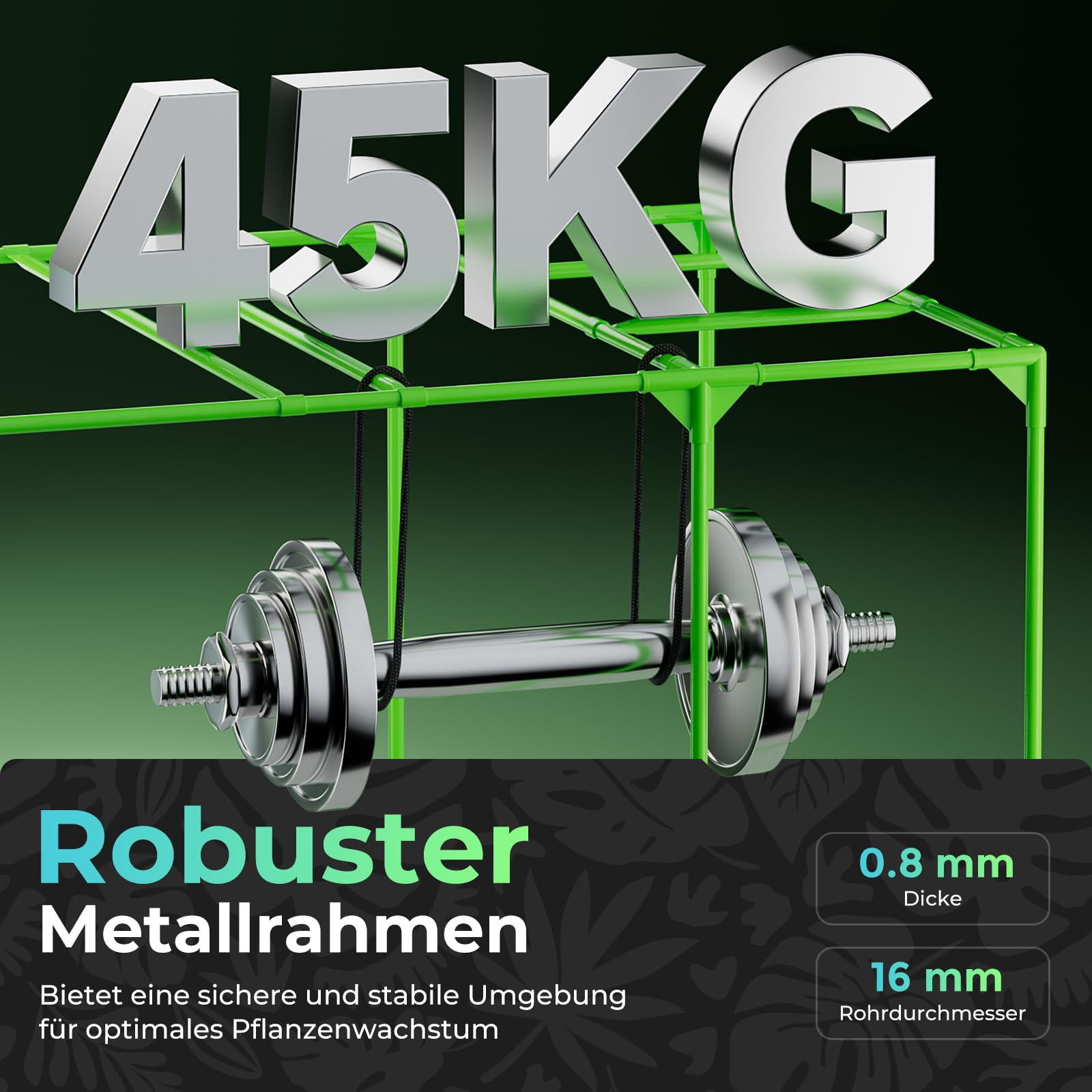 Kingpower Namiot do uprawy roślin, namiot do hodowli, szklarnia, pudełko do uprawy roślin, warzyw, ziół, szafka, do uprawy roślin, małe pomidory, zielony (Hydro Green), wymiary: 160 x 120 x 205 cm (14