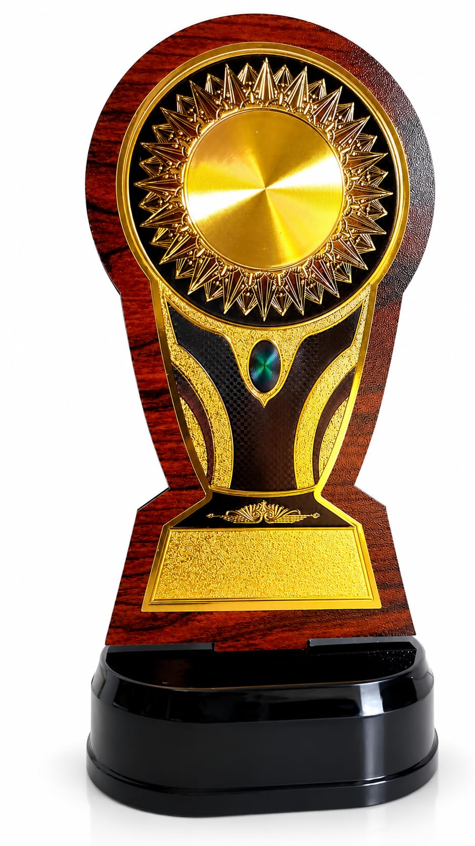 Premium Wooden Trophy, Gold and Brown, Wood, Sun Medallion Design, with Engraving Plate Award for Sports, Events & Dance Competitions (6.75 inch) | Wooden Ply Material-picture-26