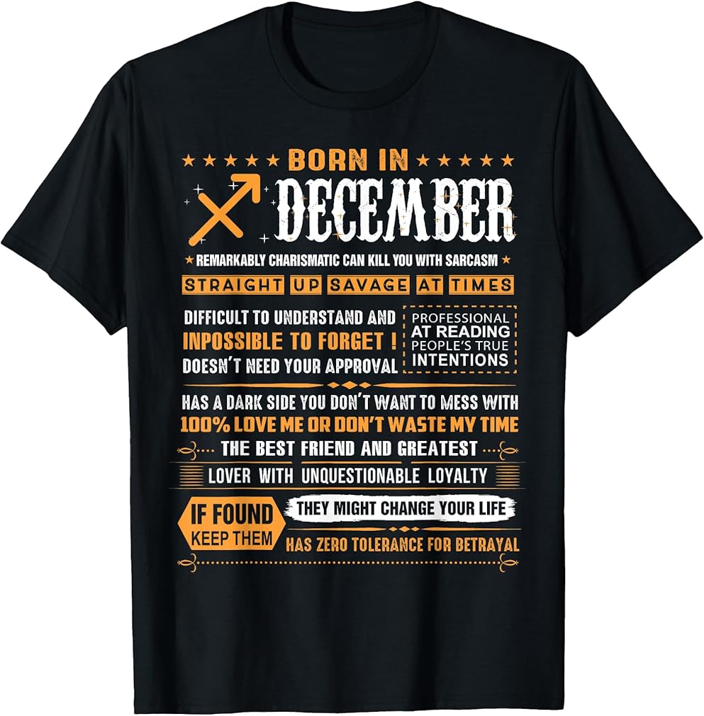 December Birthday Gifts - Born In December Sagittarius T-Shirt