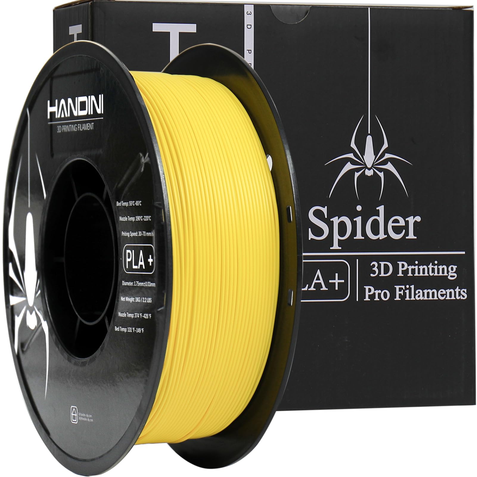 PLA Filament Pro Yellow, PLA Plus 3D Printing Filament 1.75mm, Upgraded Toughness Neat Winding,Dimensional Accuracy +/-0.03mm, 2.2lbs(1kg)/Spool,Fit Most 3D Printer