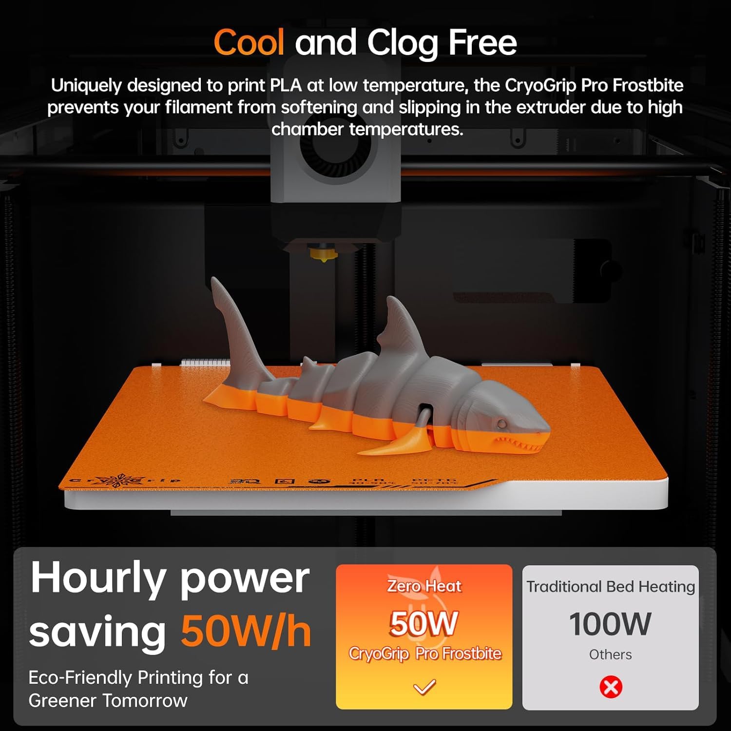 BIQU CryoGrip Pro Frostbite Panda Build Plate Orange, Upgrade Cold Build Plate for Bambu-Lab P1S/P2S/P1P/X2D/X1C/X1E/A1 3D, dwustronny arkusz sprężynowy, druk temperatury pokojowej, 257 x 257 mm