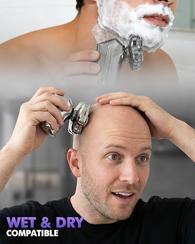 Miniatura 7 de Maraiss Afeitadoras de cabeza para hombres Blad, cuchillas flotantes 7D, afeitadora eléctrica de cabeza, IPX7, resistente al agua, en seco y húmedo,