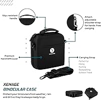 Vista 2 de Funda para binoculares con funda rígida de EVA resistente al agua (7 x 7 x 2.5 pulgadas), asa de transporte y correa de transporte para senderismo