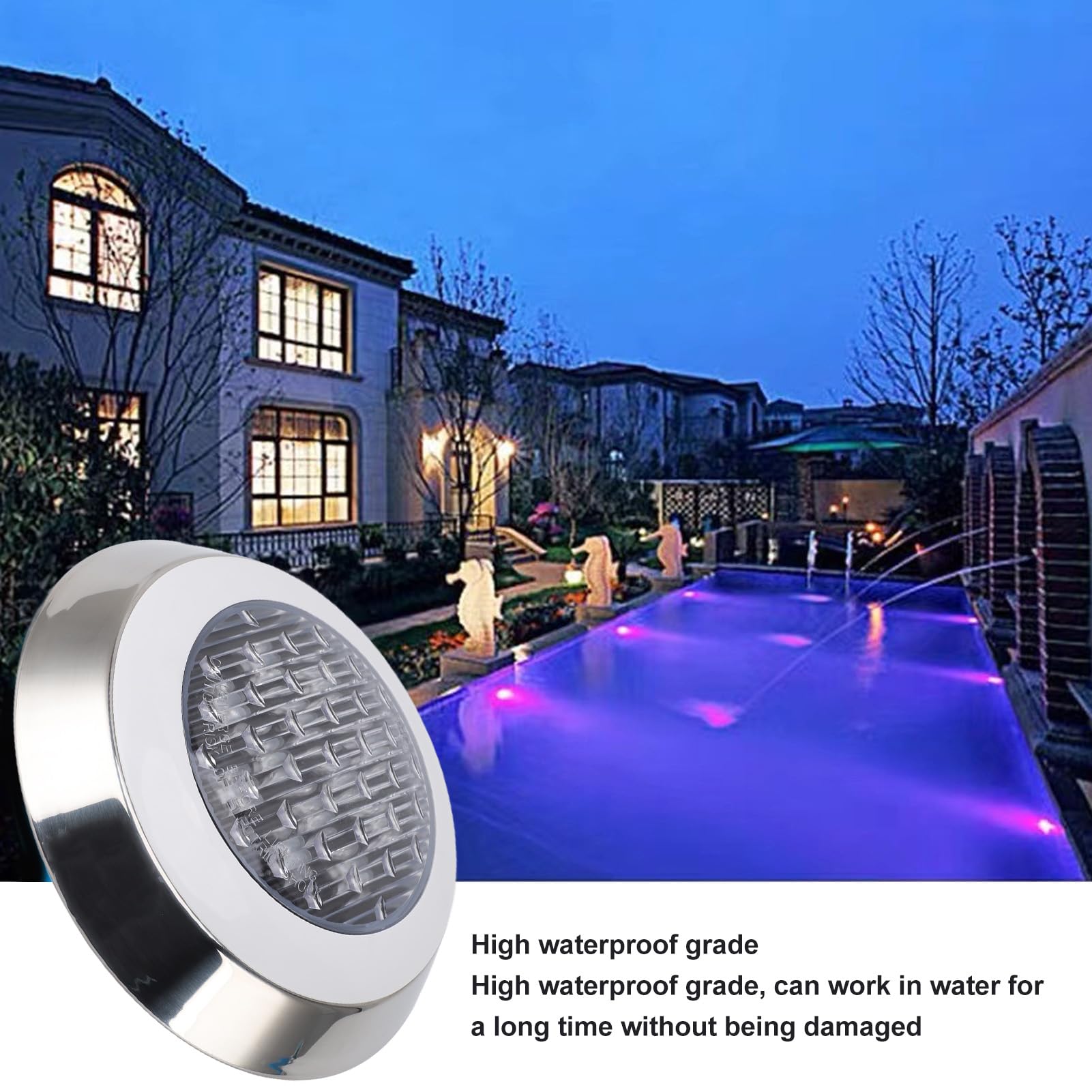 LED Poolleuchten, 3000 K Warmes Licht, Wasserdicht, Dekorative Einbau Tauchleuchten, Unterwasserleuchten für Teich, Bad, Spa (12w)