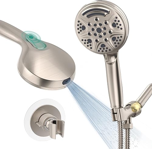Miniatura 1 de SR SUN RISE Cabezal de ducha de mano desmontable de alta presión con 9 ajustes, regadera de mano con manguera extra larga de 71 pulgadas y pared