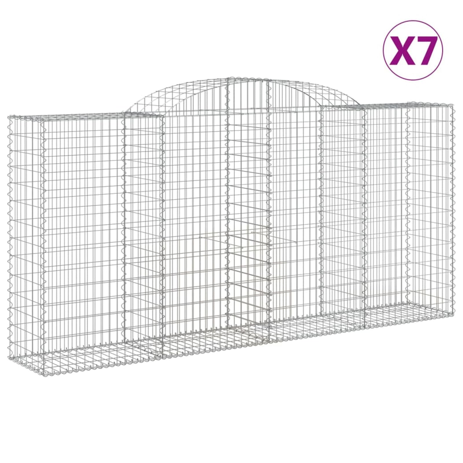 Homgoday Sadzarka zewnętrzna, kosze gabionowe łukowe 7 szt. 300 x 50 x 140/160 cm żelazo ocynkowane pudełko na rośliny na zewnątrz skrzynka na kwiaty gabion kamień kosz ogrodzenia gabion