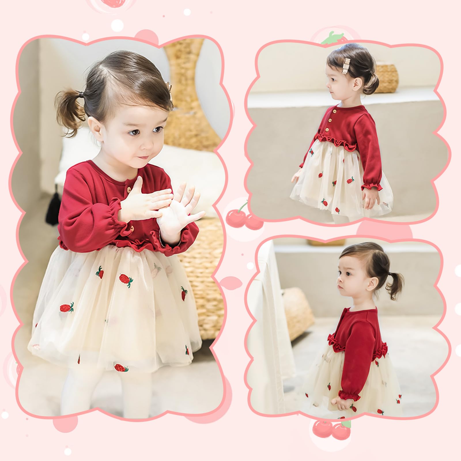 Fairy Baby One-Piece Tutu Dress with Tulle Skirt and Long Sleeves Princess- 195 - Picture 5 of 6