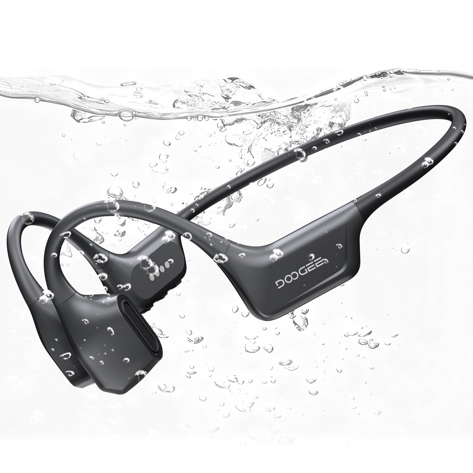 Cuffie a Conduzione Ossea Nuoto, 10H IP68 Impermeabili Sportivi Auricolari Conduzione Ossea 64GB MP3 Bluetooth 5.4 Nuoto, corsa e fitness,grigio scuro