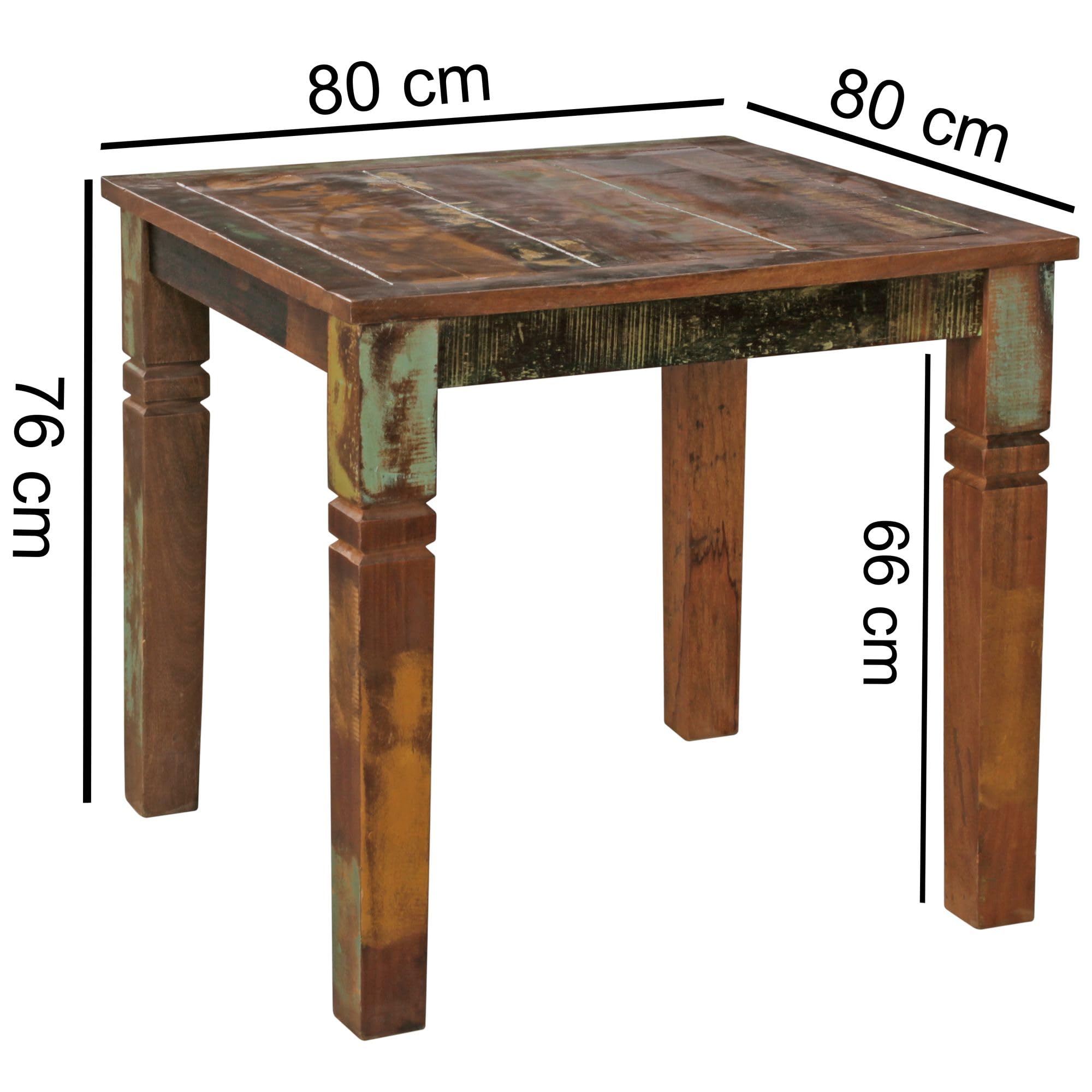 FineBuy Esszimmertisch Aus Mango Massivholz – Rustikaler Landhaus-Tisch 120x76x70 Cm, Für 4-6 Personen, Rechteckiger Küchentisch