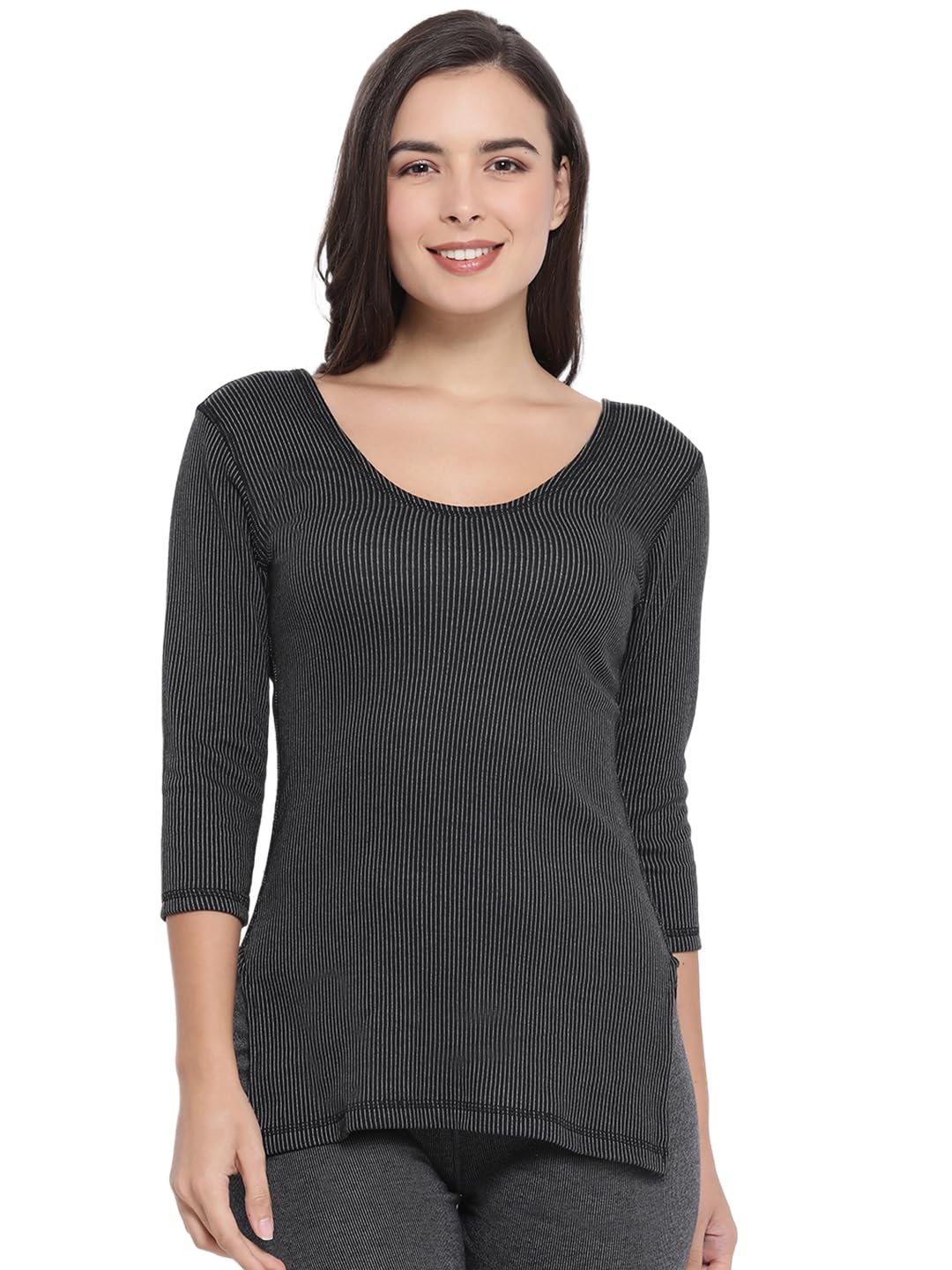 Macrowoman W-Series 3/4th Sleeve Top for Women, Thermal Upper in Poly Viscose Cotton Blend with Double-Layered Knit for Superior Warmth & Comfort