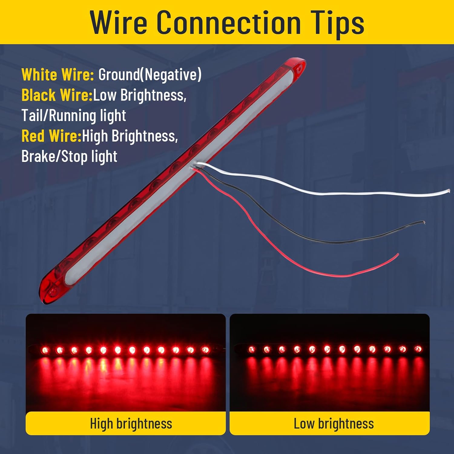 Red Trailer Light Bar, 17Inch 12 LED Trailer Brake Tail Light Stop Turn Park Brake Light Waterproof Enclosed Trailer Lights for Boat Truck RV UTV ATV