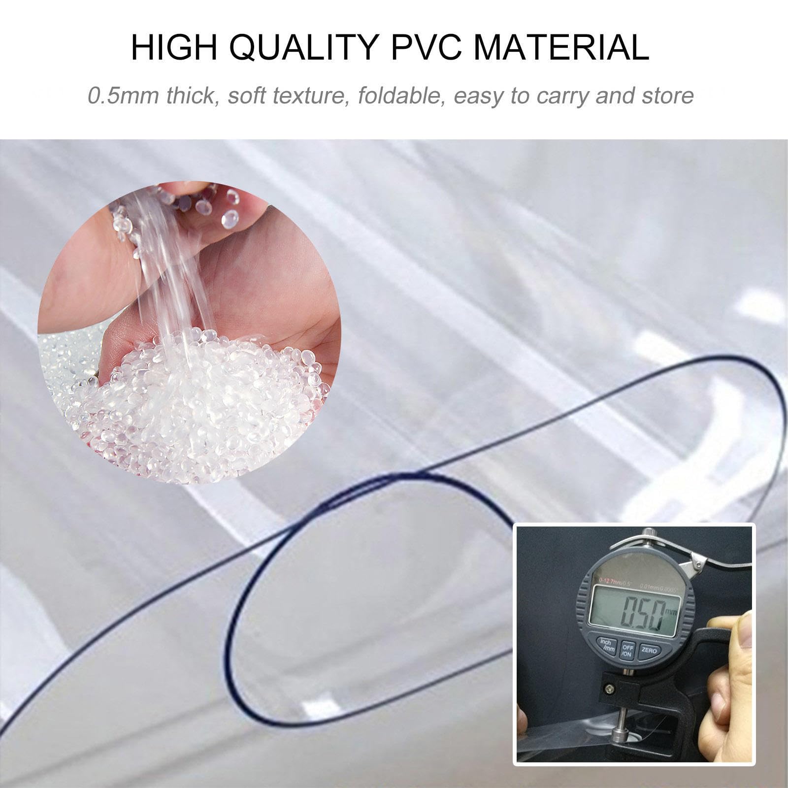 Outdoor Clear Tarp Curtains,Waterproof Transparent Pergola Gazebo Tarpaulin Side Panels,Partition Curtains With Zipper Door,Weatherproof Pvc Tarpaulin Cover With Grommets,L×H-7*2.2m(23*7.2ft)