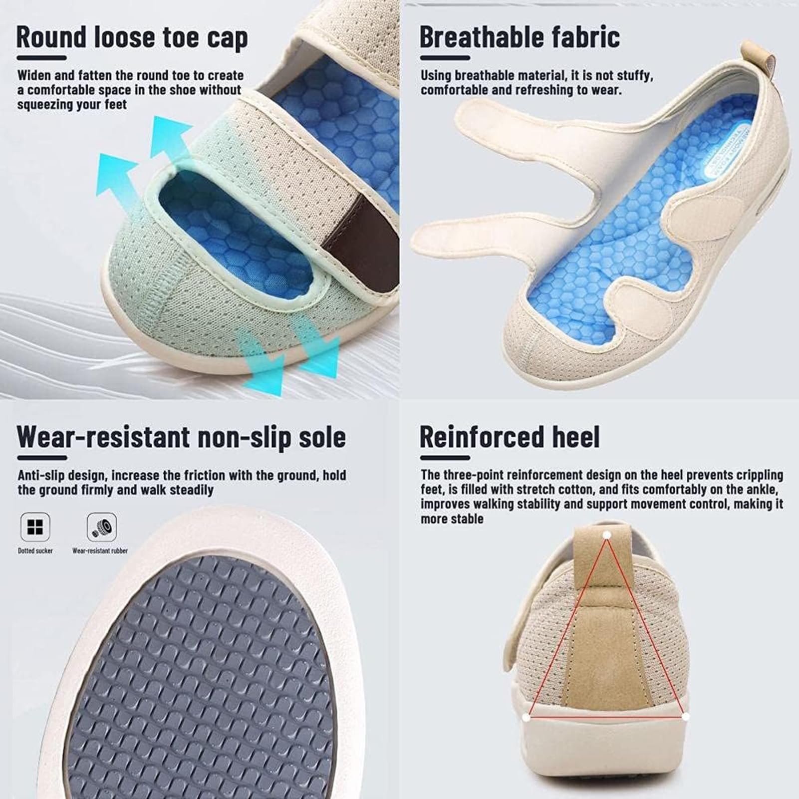 Scarpe Diabetici Uomo Donna Riabilitative Regolabili Mediche Scarp Alluce Valgo Scarpe Antiscivolo Pantofole Tessuto Rete Traspirante Scarp Casual Interni Esterni