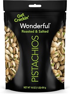 Wonderful Pistachios Roasted & Salted In-Shell, 16oz Resealable Bag - Healthy Protein Snack, California Grown Nuts