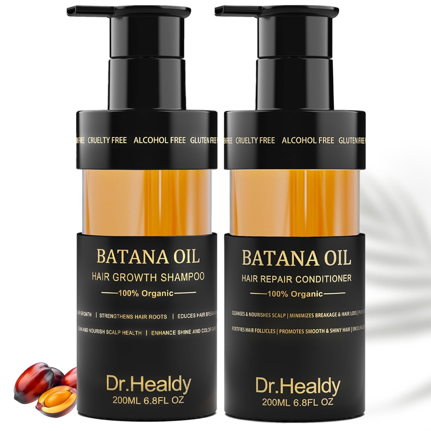 Batana Oil Shampoo and Conditioner Set - for Hair Growth,Thickening & Hydration,Sulfate Free - Fights Hair Loss & Clarifies Scalp - for Men & Women (6.8 Fl Oz×2)