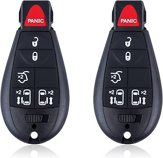 Car Key Fob Keyless Entry Remote fits Chrysler Town and Country 2008-2015 / Dodge Grand Caravan 2008-2014 Replacement for P/N: M3N5WY783X (5+1 Buttons) Pack of 2