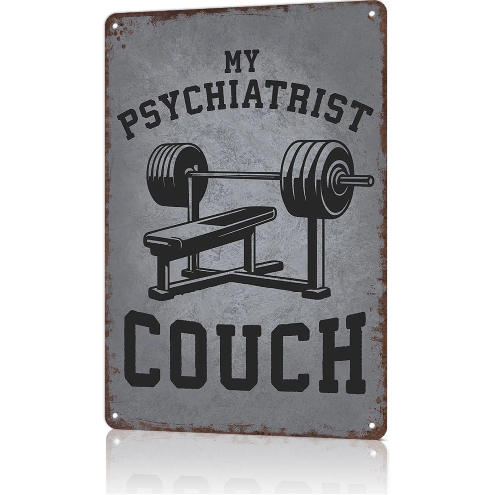KWQDOZF Vintage Signs Poster Inspirational Metal Wall Art Bench Press Gym Motivation for Office Dorm Room Bar Garage Decor 8X12inch
