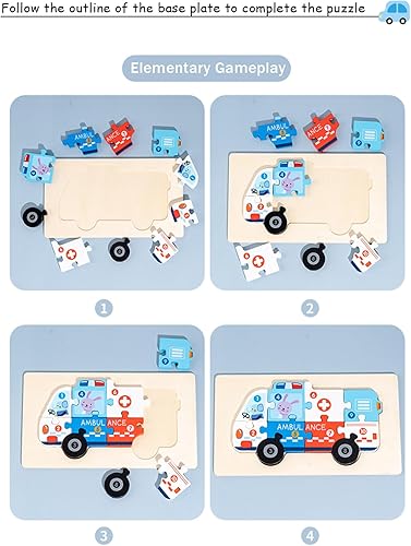 Miniatura 4 de Rompecabezas de madera para niños de 3 a 5 años, juguetes Montessori para niños de 2 años, rompecabezas de madera para niños de 1 a 3 años, paquete