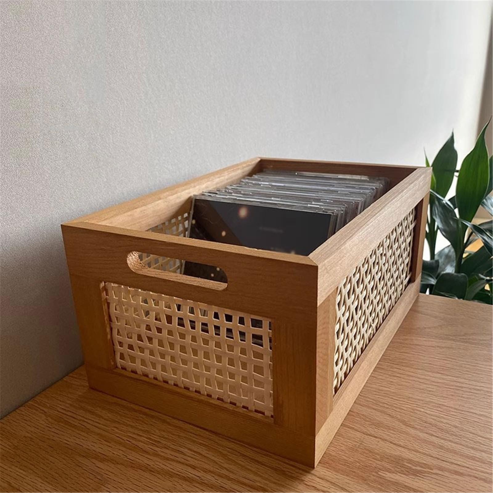 Custodia per CD Scatola porta CD in legno traforato, scaffale multifunzionale for riporre i dischi in casa Portadischi