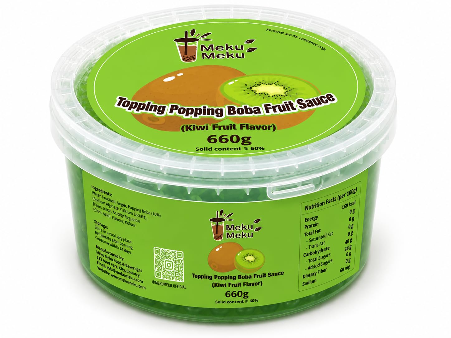 Meku Meku Topping Popping Boba Fruit, Kiwi Fruit Flavour, 660g, By Decadent Foods-image-30