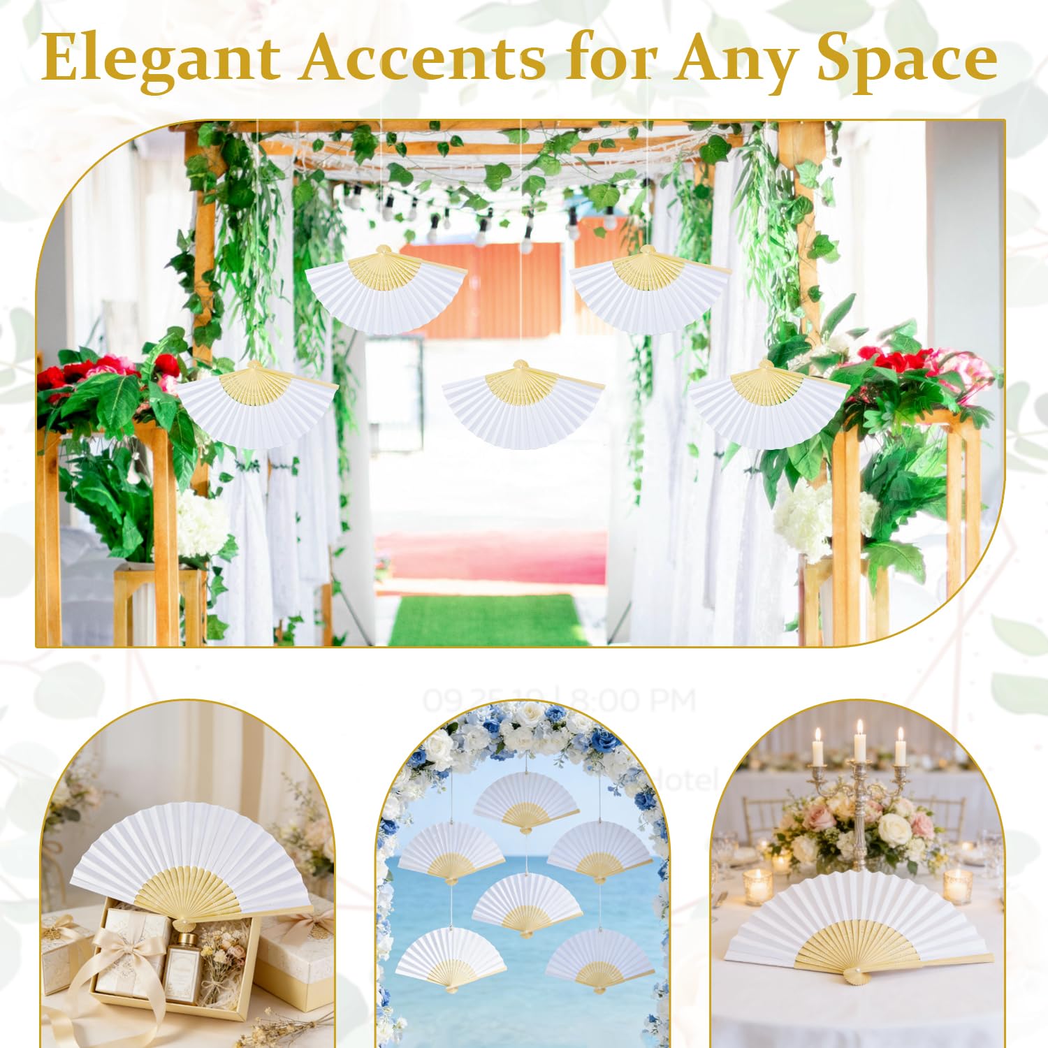 30 Stück Weiß Fächer Hochzeit,Gäste Fächer Handfächer,Hochzeitsfächer Faltfächer,Gäste Geschenk Bambus Papierfächer Vintage Schnitzerei für Hochzeit Deko Diy Sommer Party