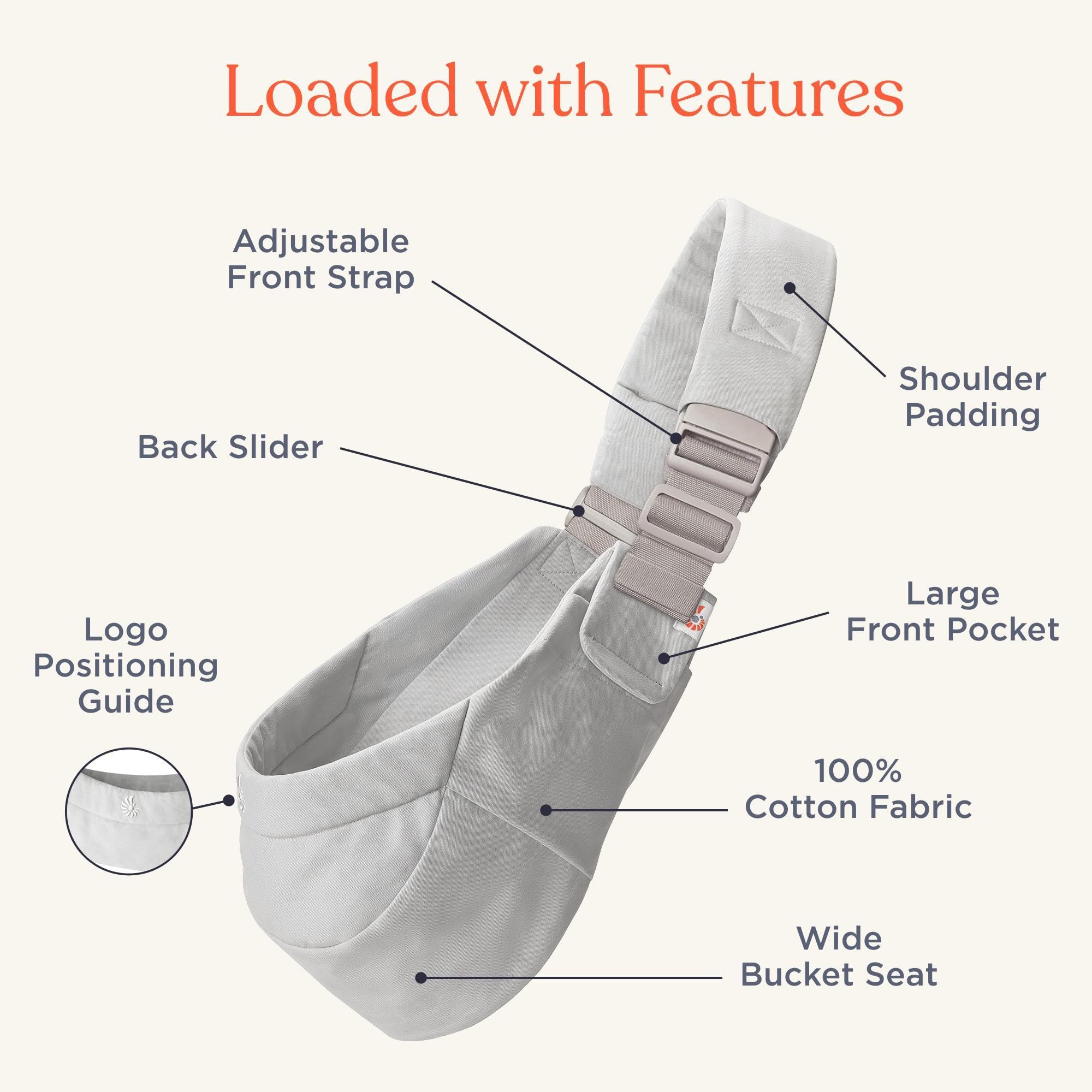 Mochila portabebés Ergobaby Upsie Sling, mochila ergonómica para bebés y niños pequeños a partir de 6 meses (7,7-20,4 kg), cambio espontáneo entre caminar y ser llevado en brazos, Pearl Grey — view 3