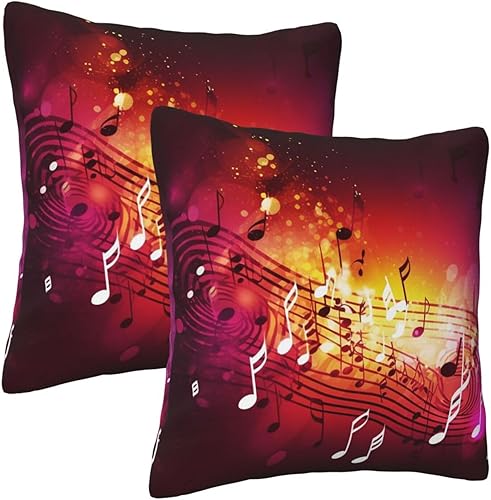 Miniatura 8 de 2 Pack Decorative Throw Pillow Covers 18"x18" Square Cushion Cover Boho Farmhouse Pillowcase for Couch Sofa Bedroom Living Room Home Decor Music