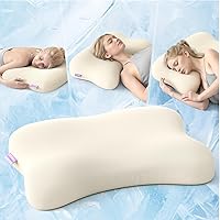 Vista 11 de Almohada refrescante para dormir de lado, almohada cervical patentada para dormir, almohada ergonómica curvada de espuma viscoelástica para dormir