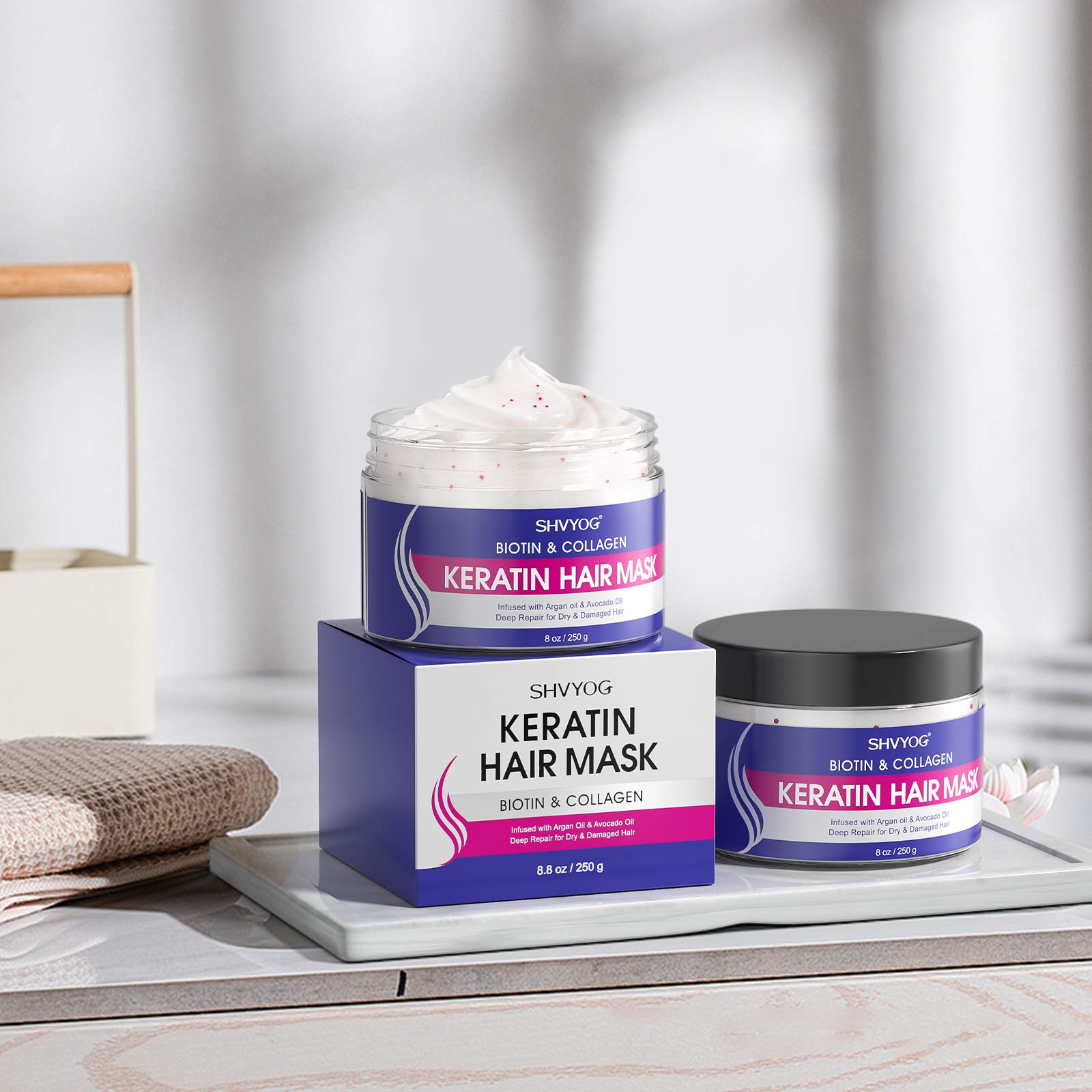 Keratin Hair Mask, SHVYOG Biotin Collagen Keratin Hair Mask for Dry