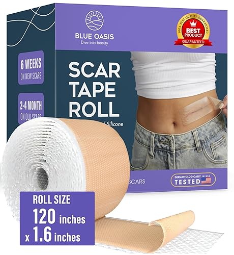 Hojas de silicona para cicatrices, cinta para cicatrices quirúrgicas, rollo de 120 x 1.6 pulgadas, sección C, abdominoplastia, tratamiento queloide,