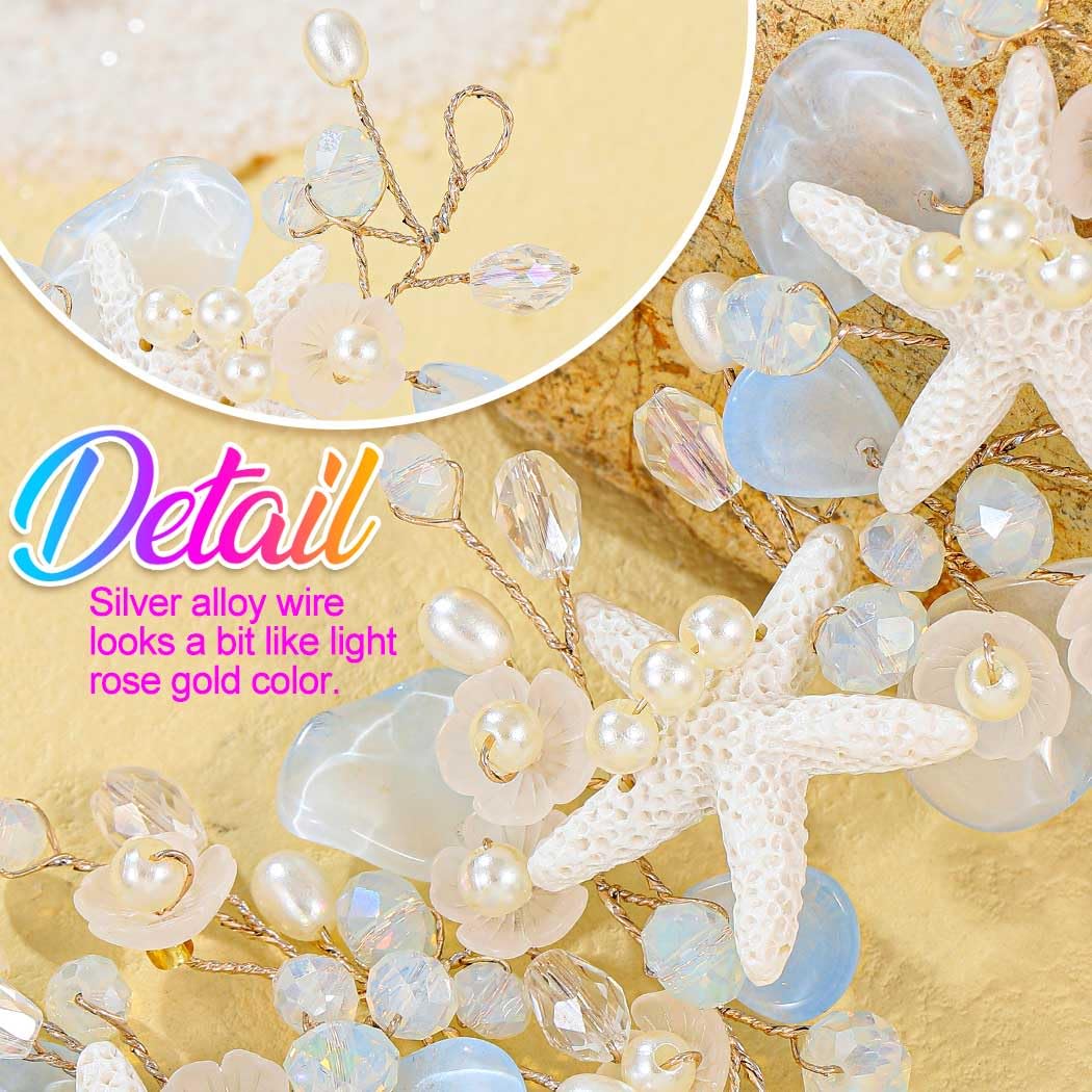 GORAIS Starfish Bride Wedding Hair Vine Mermaid Rhinestone Bridal Hair Pieces Beach Hair Accessories for Women and Girls - Image 4