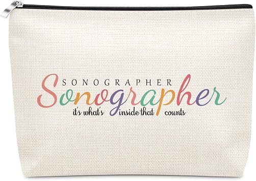 Sazuwu Sonographer Gifts For Women Makeup Bag Gift for Ultrasound Technician Sonography Diagnostic Maternity Doctor Nurse Sonography Radiology Medical Student Graduation Gift Cosmetic Bag