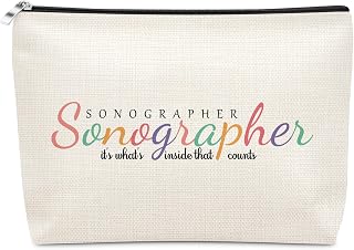Sazuwu Sonographer Gifts For Women Makeup Bag Gift for Ultrasound Technician Sonography Diagnostic Maternity Doctor Nurse Sonography Radiology Medical Student Graduation Gift Cosmetic Bag