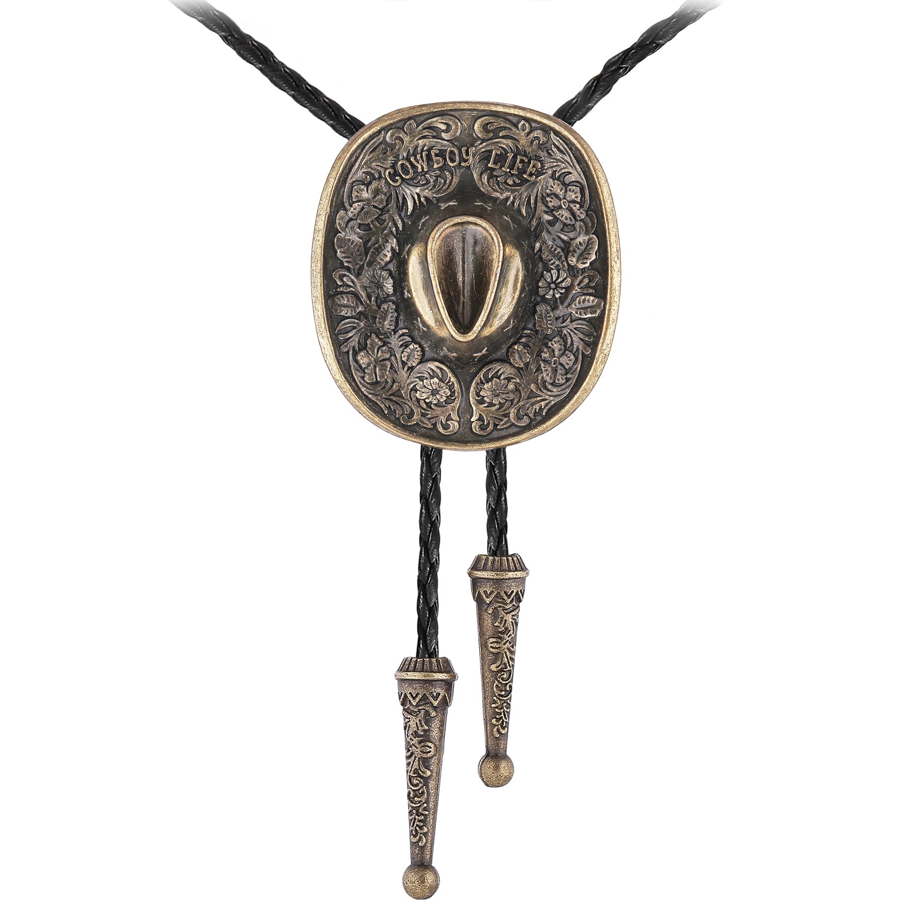 GelConnie Native American Bolo Tie Rodeo Cowboy Leather Necktie Western Necklace Costume Accessories for Men,Women Agate