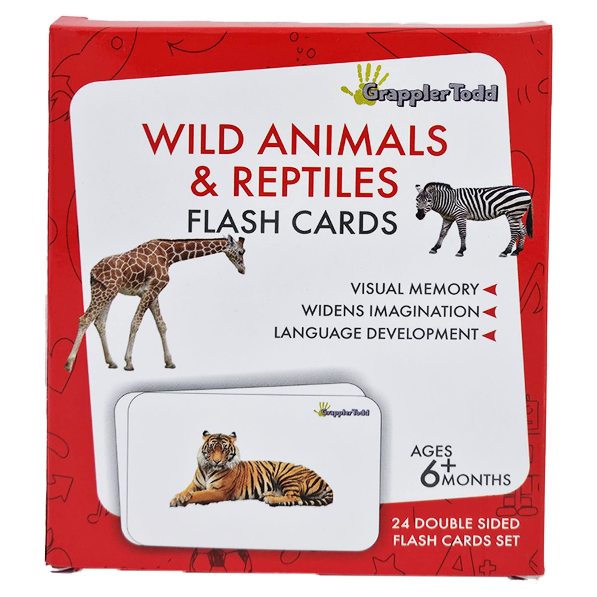 GrapplerTodd Wild Animals & Reptiles Flashcards for Kids, Early Learning Toys, Flashcards for Preschoolers & Toddlers, Montessori Educational Toys, 6 Months to 6 Years Kids