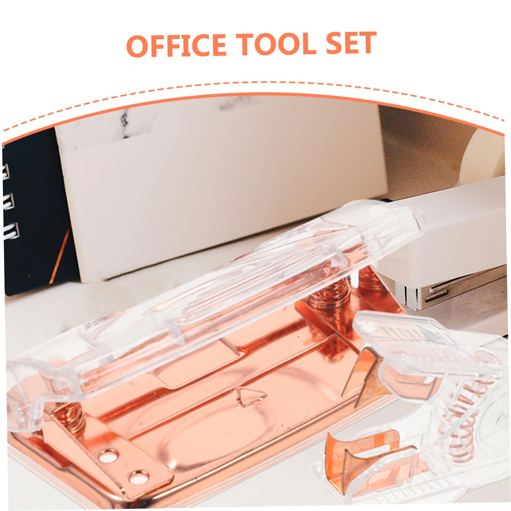 LALAFINA 4sätze Büro Roségold Locher Heftgerät Hochwertiger Locher Und Stabiler Heftgerät Für Präzise Büroarbeiten Elegante Büroaccessoires Für Stilvolle Arbeitsplätze