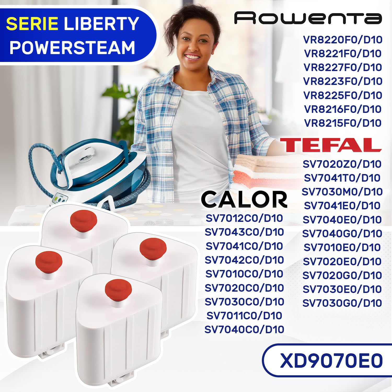 MONTERAL XD9070E0 per Rowenta Liberty Powersteam Cartuccia Anticalcare Set 4 Adattato per Tefal per Calor Ferro da Stiro a Vapore con Caldaia