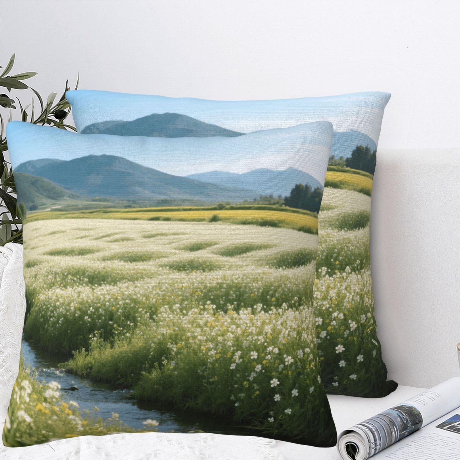 LMNGH Cross Flower Plush Throw Pillow Covers 22"X22",Soft Cozy Couch Cushion Covers Decorative Pillow Cases for Holiday Home Bedroom Sofa Decors