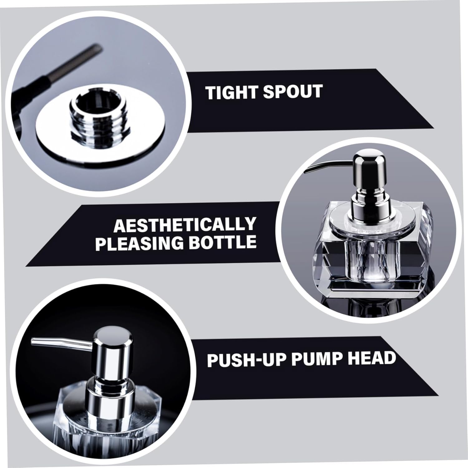 100ML Glass Soap Dispenser with Pump, 3.5x3.5x4.9 inch Crystal Soap Dispenser with Anti-Slip Sheet, Pump Bottles for Bathroom, Kitchen