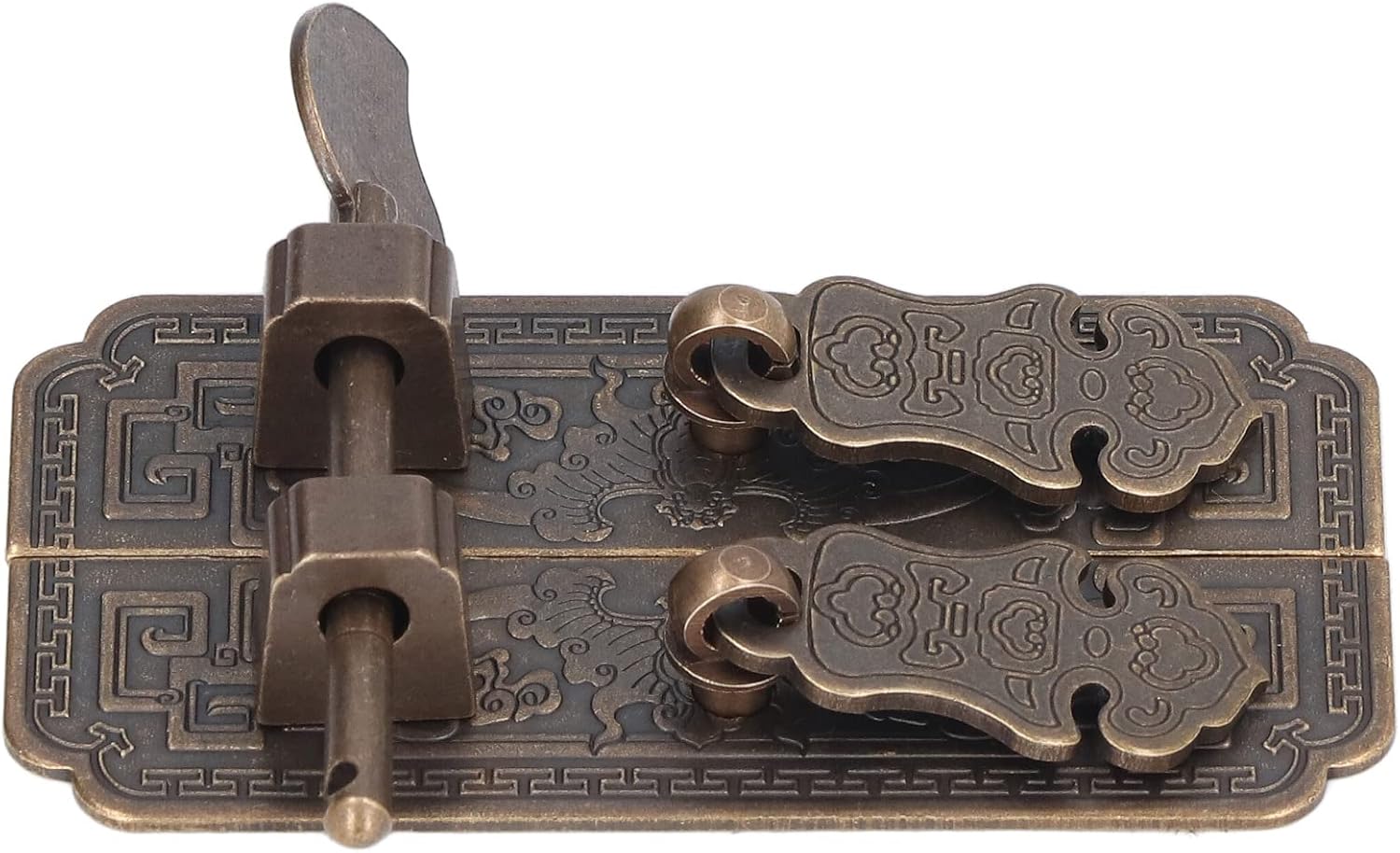 Antique Brass Door Pull Plate with Auspicious Bat Pattern Chinese Style Faceplate for Cabinet Furniture Decoration