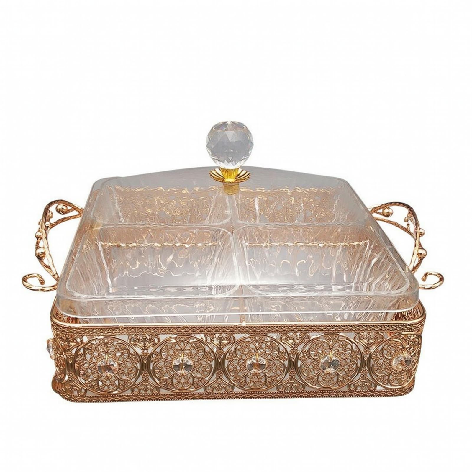 Banja con Compartimentos corativo | con Divisiones, Resistente, Recipiente, para Bodas, organizadores, Oro, 500-4 Cuadrícula