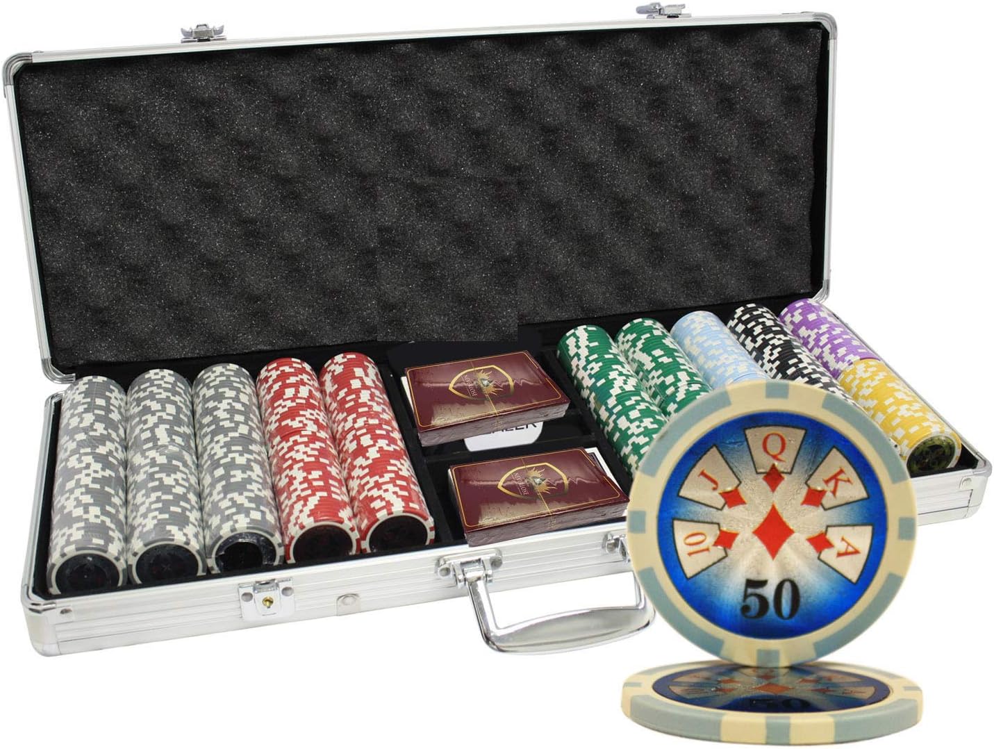 MRC 500pcs High Roller Laser Poker Chips Set with Aluminum Case