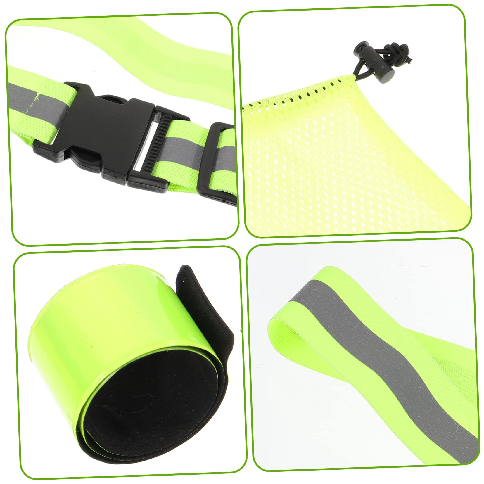 Toyvian Ensemble De Ceinture Réfléchissante Brassard De Course Ceinture De Lampe Ceinture De Course Bandes Réfléchissantes Bracelet Sangle Élastique Green