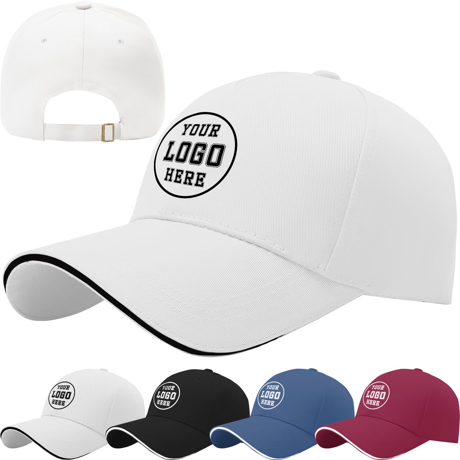 Custom Hats for Men Women, Customized Personalized White Trucker Baseball Cap Hats with Text Logo Picture for Driving Outdoor Activities, Customizable