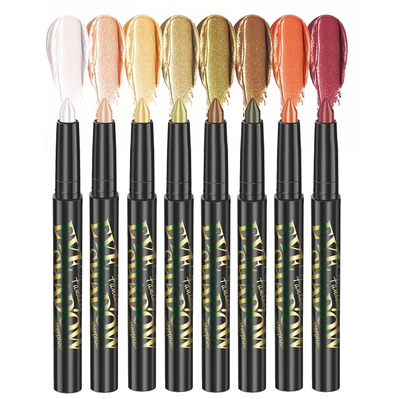 Joyeee Sombra de Ojos en Barra, 8 Colores Sombra de Ojos Brillantes, Sombra de Ojos Lápiz de Larga Duración Impermeable, Color Rico para Maquillaje de Ojos Dimensional
