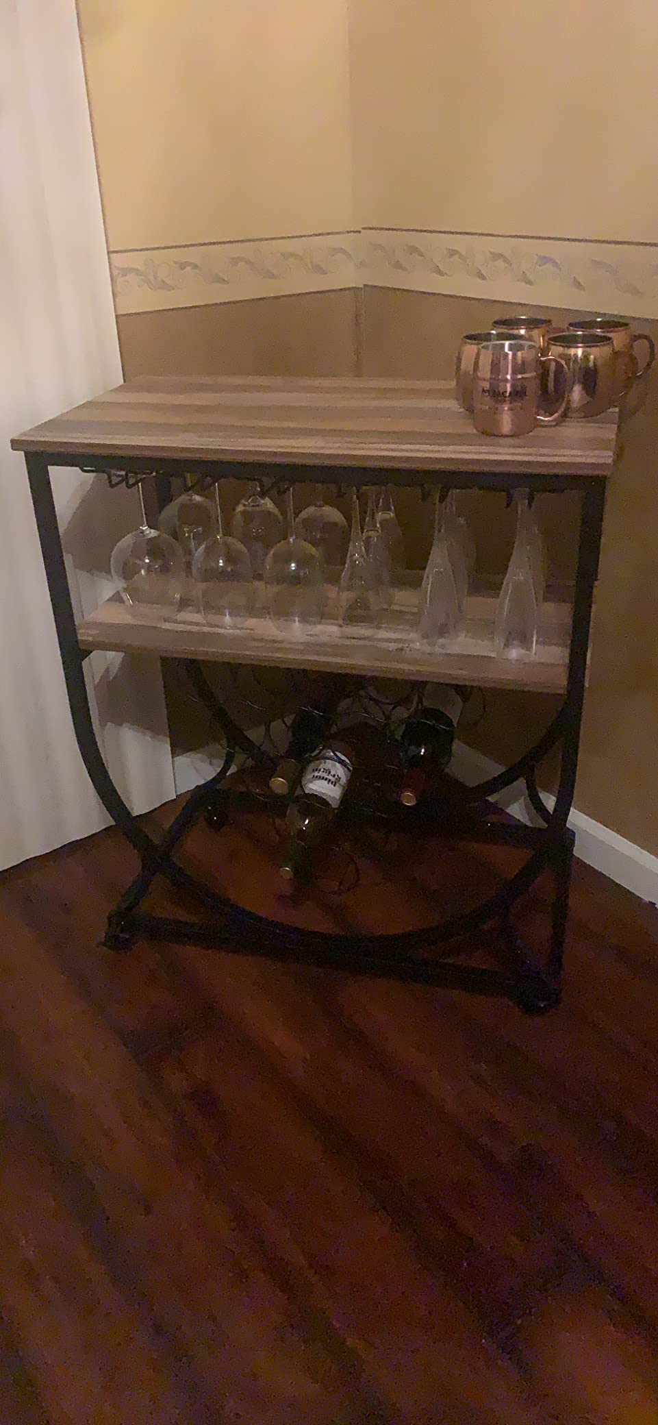 24/mo Finance O&K Furniture Industrial Bar Cart on Wheels for Home