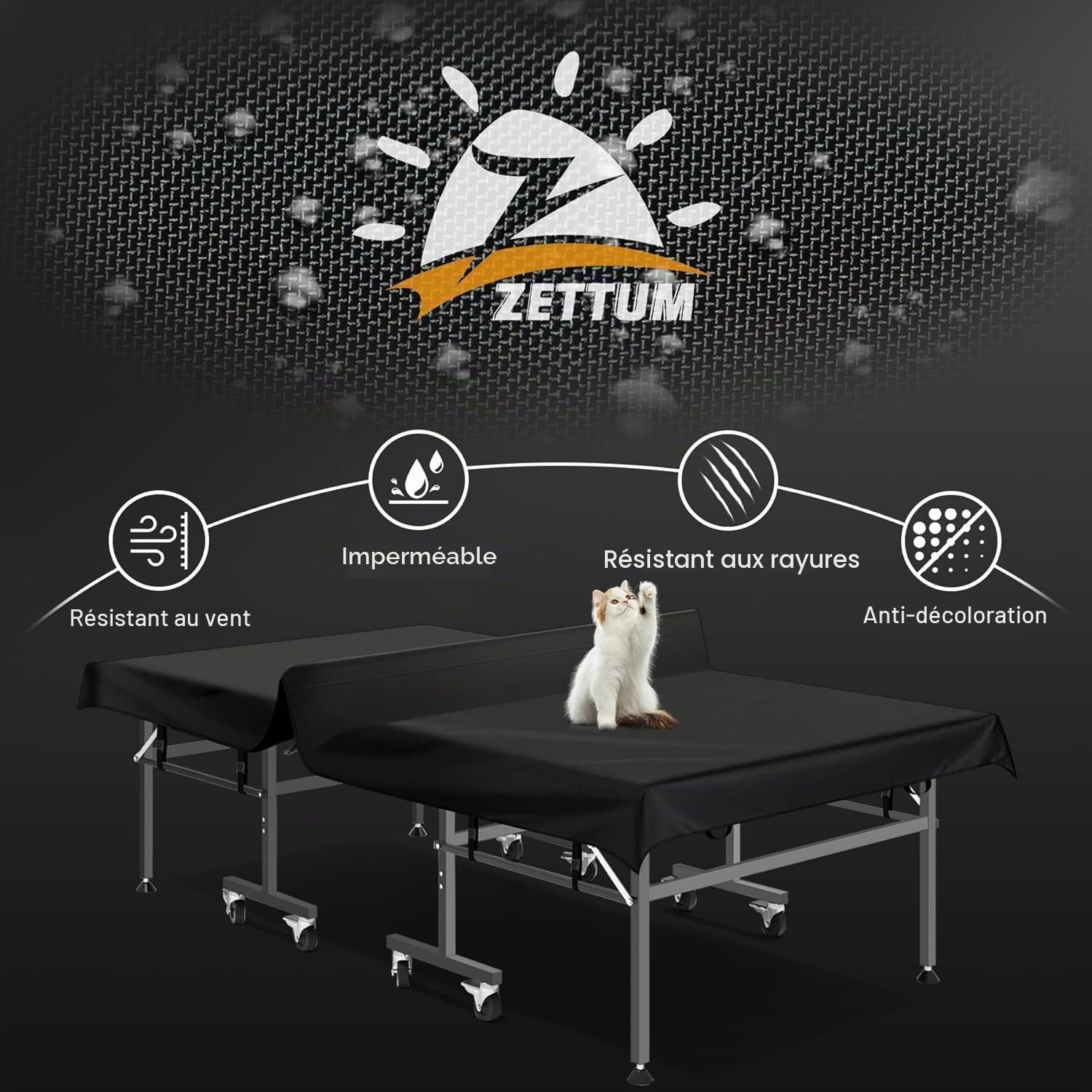 Zettum Housse Table Ping Pong Extérieure 188L x 155H CM 600D Oxford Anti-déchirure