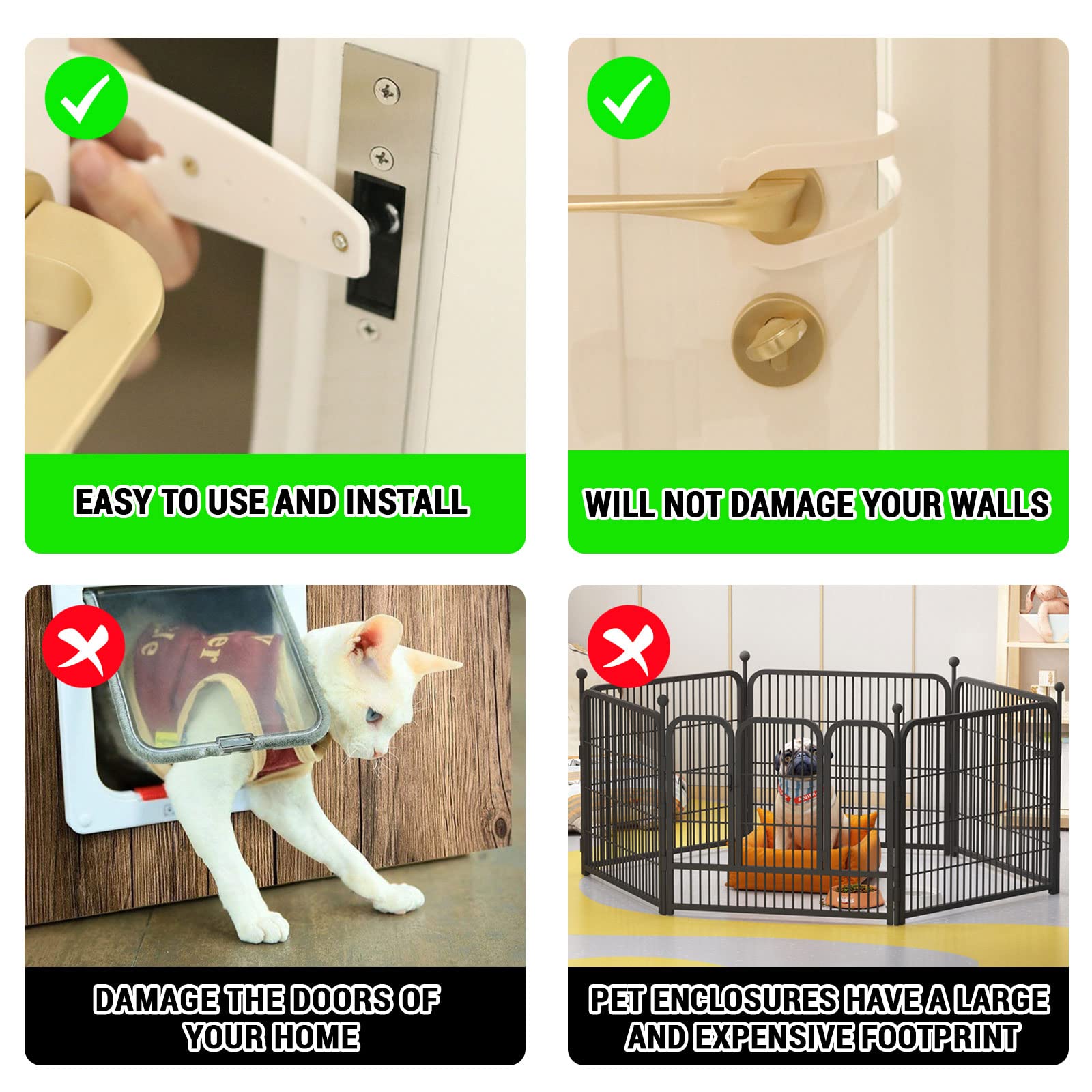 Cinghia per porta regolabile Door Latch cat, tenere il cane lontano dalla lettiera e impedire la chiusura della porta, lascia entrare i gatti e tiene fuori i cani