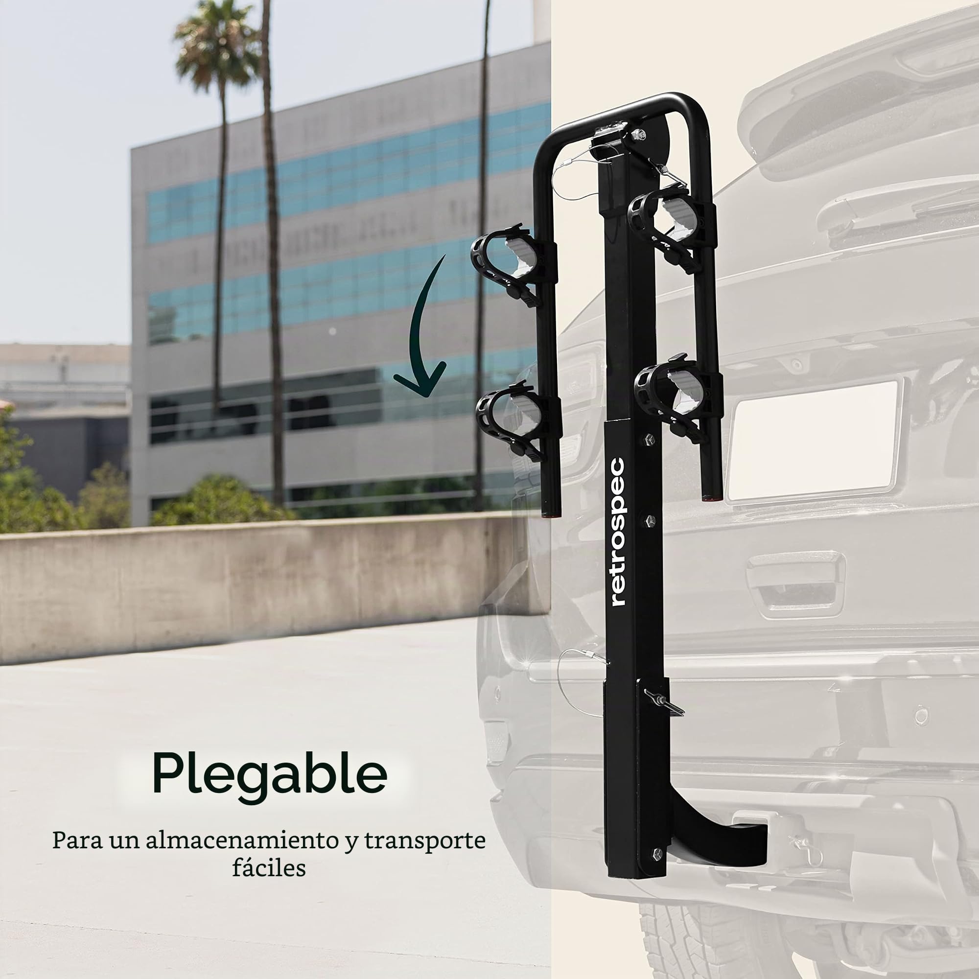 Retrospec Lenox 2-5 - Bike Hitch Rack for Cars, Trucks, SUVs with 2” Hitch | Foldable Steel Frame with Anti-Rattle Adapter, Tie Down Cradles and Straps - Fits Most Frames, Black