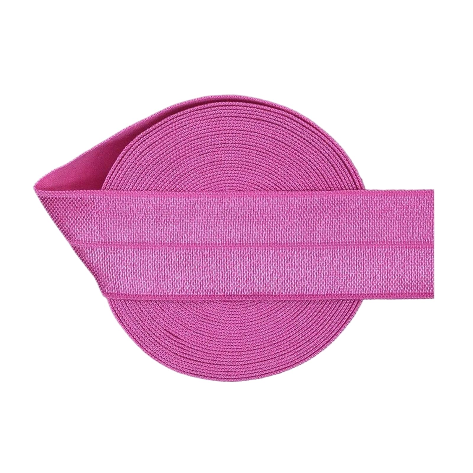 1" 25mm Solid Spandex Satin Bandfold Over Elastic, Raspberry Rose, 25mm,5 Yards
